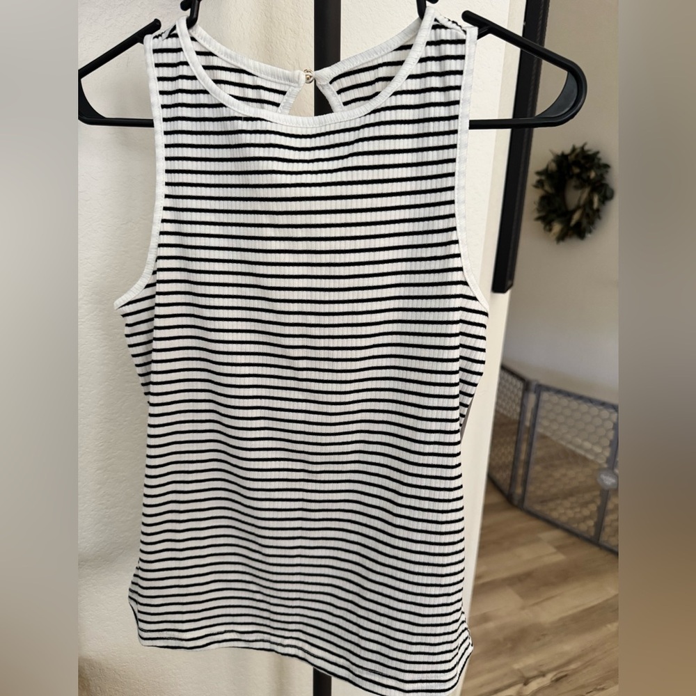 Women’s black and white striped tank